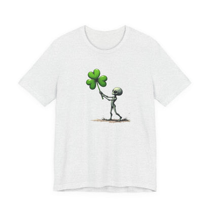 Alien Holding Clover T-Shirt — Cute St. Patrick’s Day Graphic Tee
