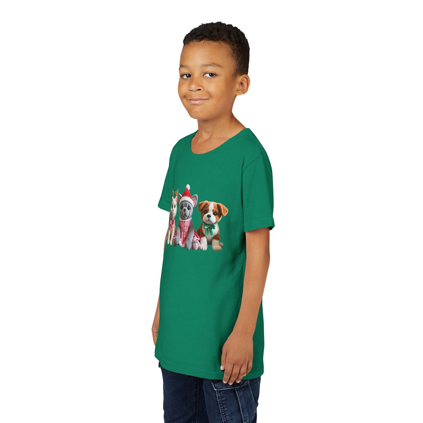 Kids Christmas Puppy Tee — Cute Festive Dogs in Santa Hats