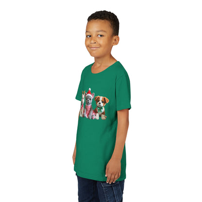 Kids Christmas Puppy Tee — Cute Festive Dogs in Santa Hats