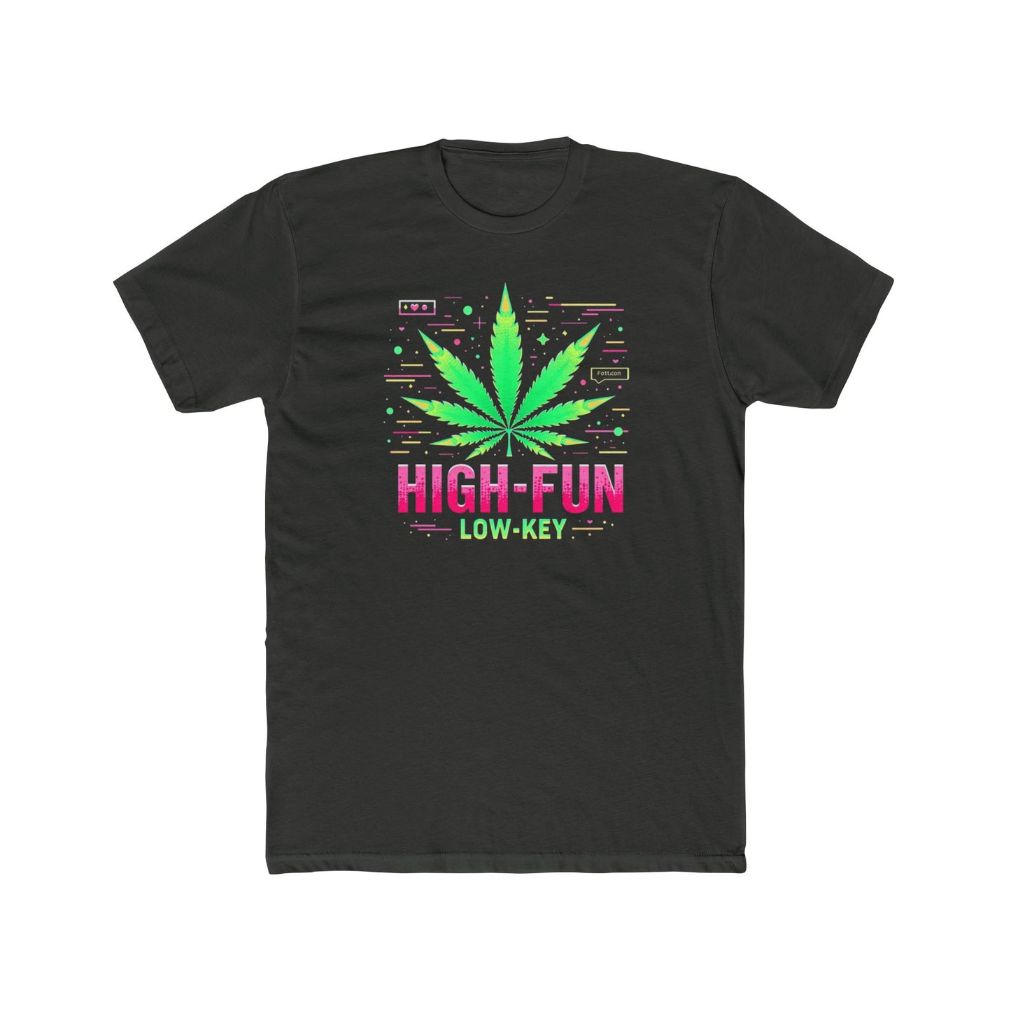 High-Fun Low-Key Cannabis Leaf T‑Shirt — Retro Neon Marijuana Tee
