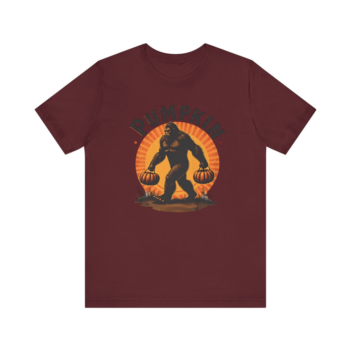 Pumpkin Bigfoot T-Shirt – Unisex Harvest Tee for Fall, Halloween, Autumn Celebrations, Gift for Nature Lovers, Casual Wear
