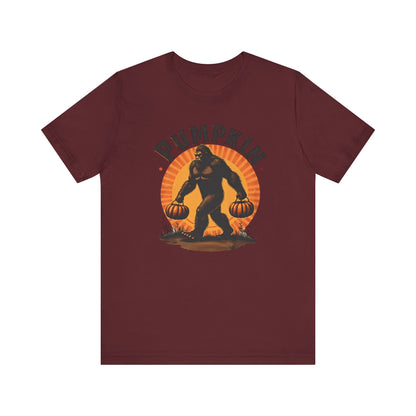 Pumpkin Bigfoot T-Shirt – Unisex Harvest Tee for Fall, Halloween, Autumn Celebrations, Gift for Nature Lovers, Casual Wear