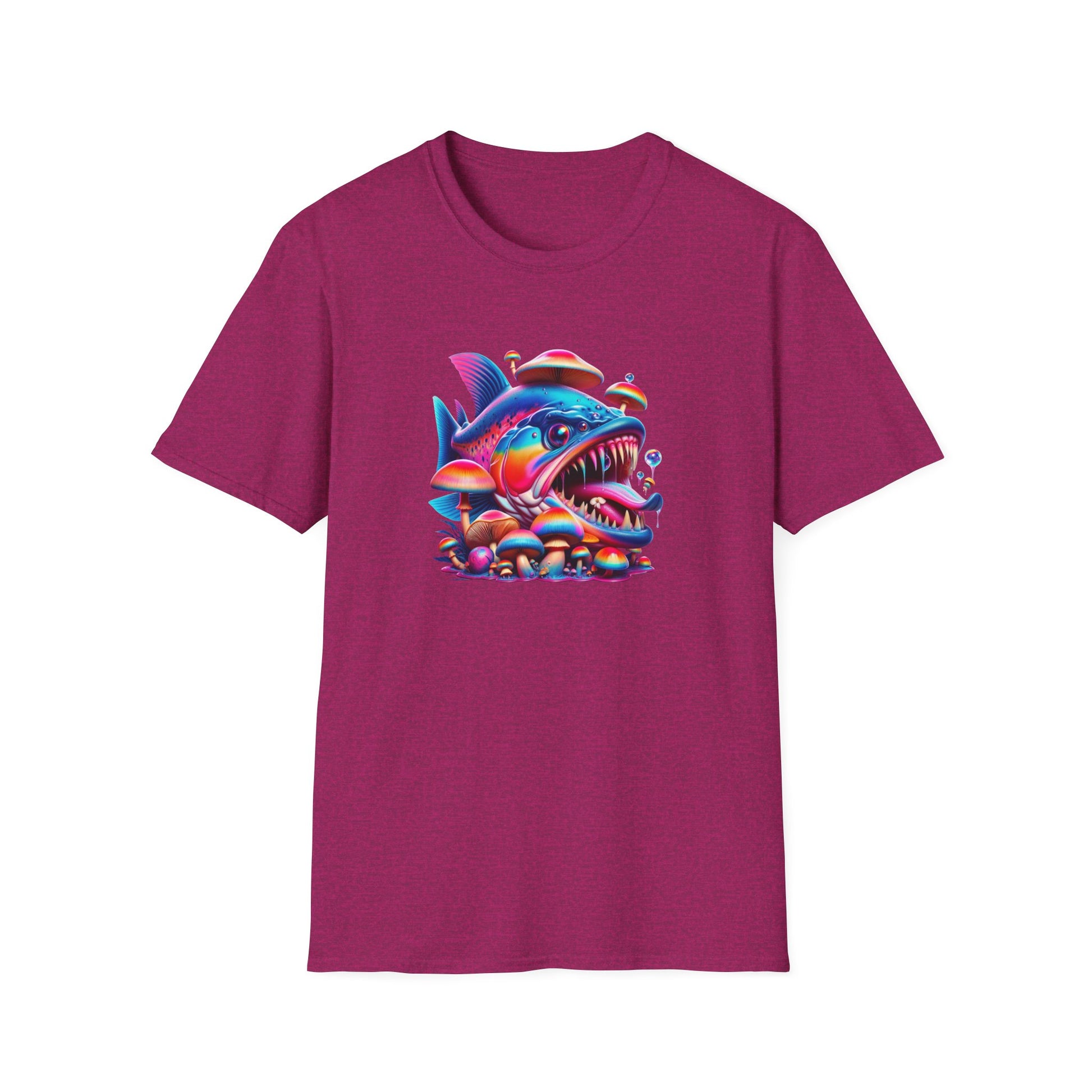 Piranha with Shrooms, Unisex Softstyle T-Shirt - Psychonaut Swag