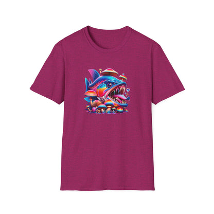 Piranha with Shrooms, Unisex Softstyle T-Shirt - Psychonaut Swag