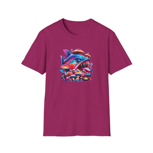 Piranha with Shrooms, Unisex Softstyle T-Shirt - Psychonaut Swag