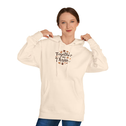 Together We Thrive Hoodie — Inspirational Fall Leaf Crewneck