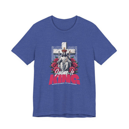 Jesus Is King T-Shirt — Christian Faith Graphic Tee with Cross & Roses