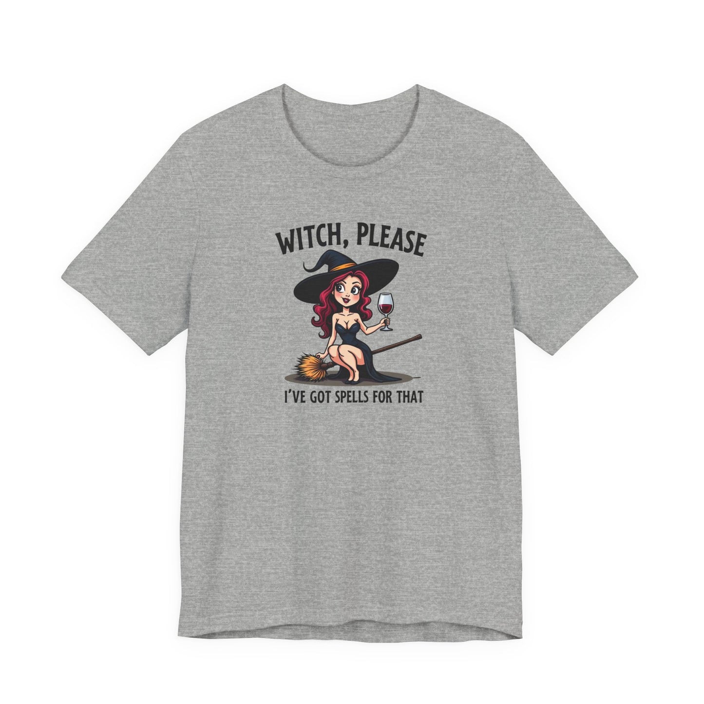 Witch, Please Tee — Cute Pinup Witch Graphic T‑Shirt ("I’ve Got Spells For That")