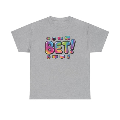 Bet! Colorful Speech Bubble Graphic Tee — Casual Youth Streetwear T-Shirt