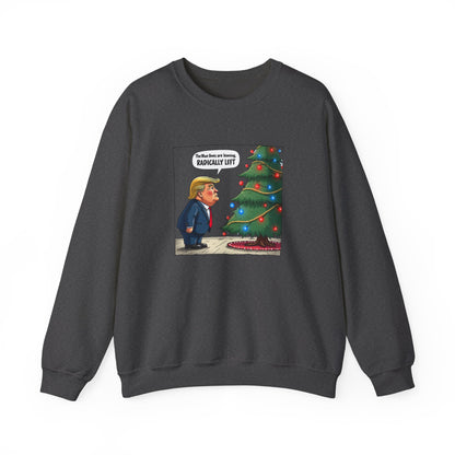 Political Christmas Tree Sweatshirt — "Radically Lit" Holiday Cartoon Crewneck