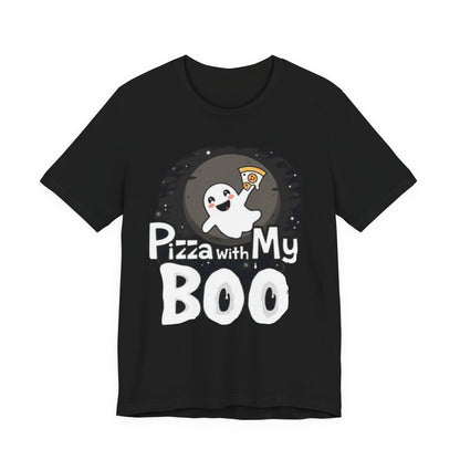 Ghost Pizza Boo Tee - Unisex Jersey Short Sleeve T-Shirt, Funny Halloween Shirt, Spooky Costume, Ghost Lover Gift, October Celebration