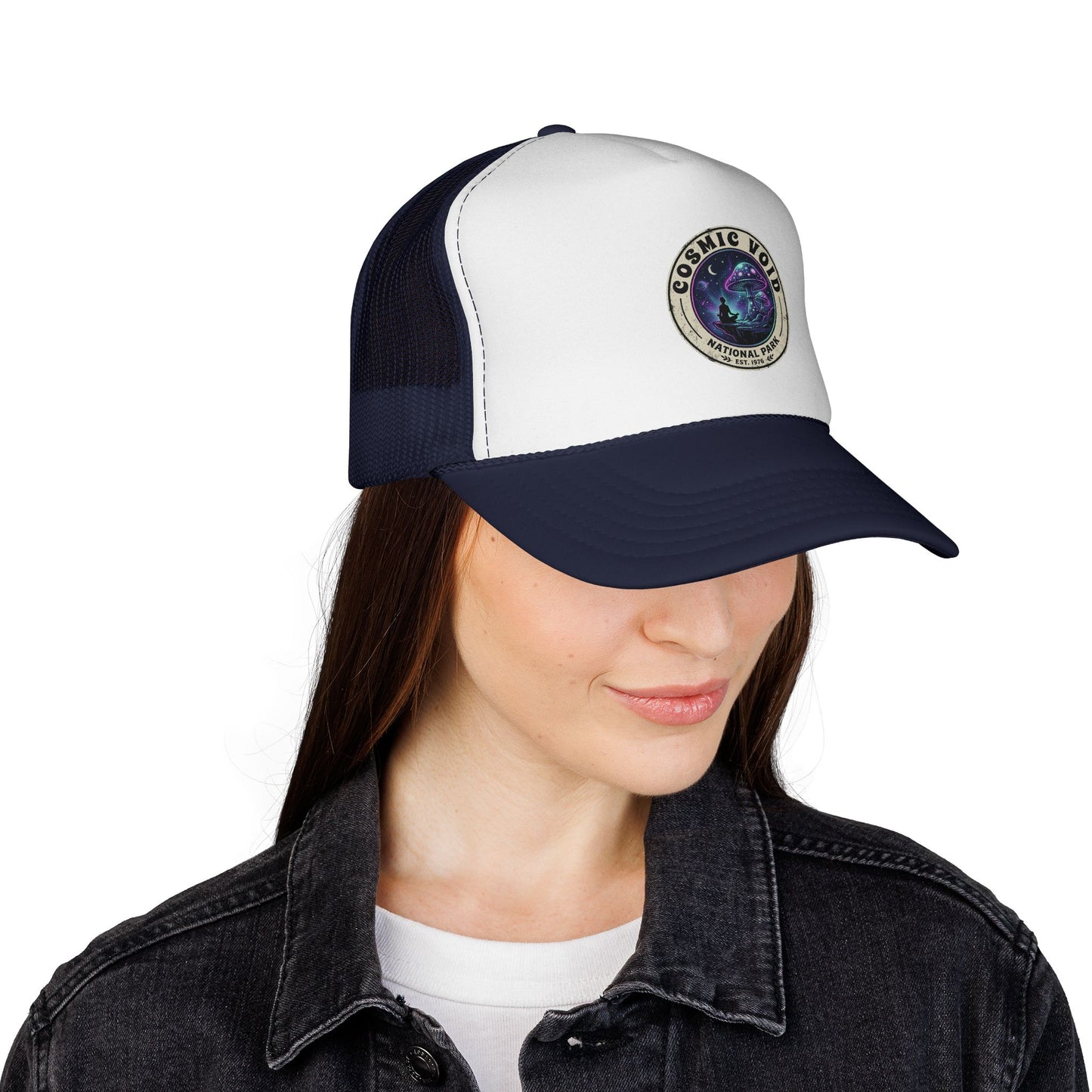 Cosmic Void Trucker Cap — Space Nebula Patch Hat