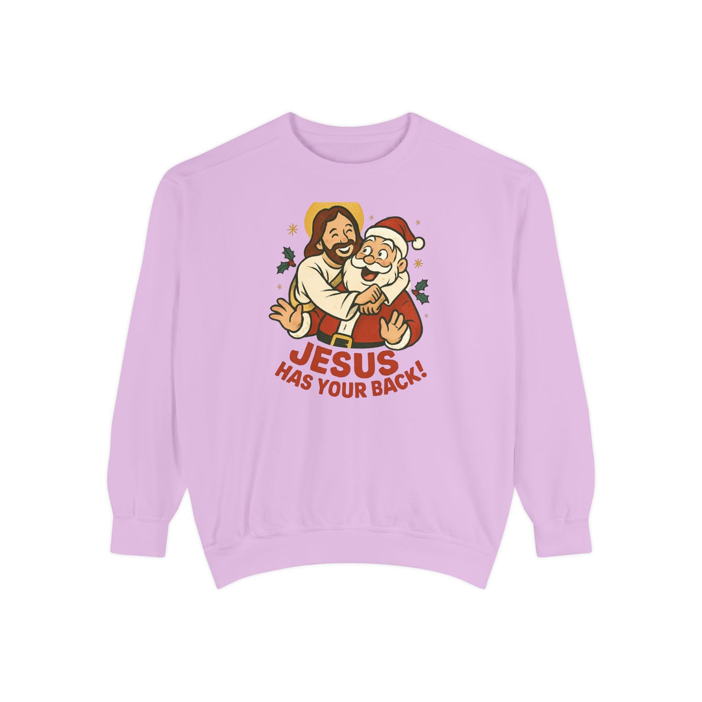 Christian Sweatshirt Jesus Santa Holidays Back Support