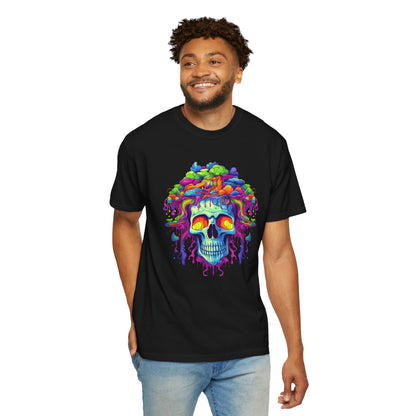 Trippy Skull Vibe, Unisex Garment-Dyed T-shirt