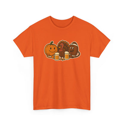 Thanksgiving Day Football & Beer Unisex Cotton Tee, Autumn T-Shirt, Holiday Apparel, Halloween Gift, Family Gathering Outfit, Seasonal Clothing