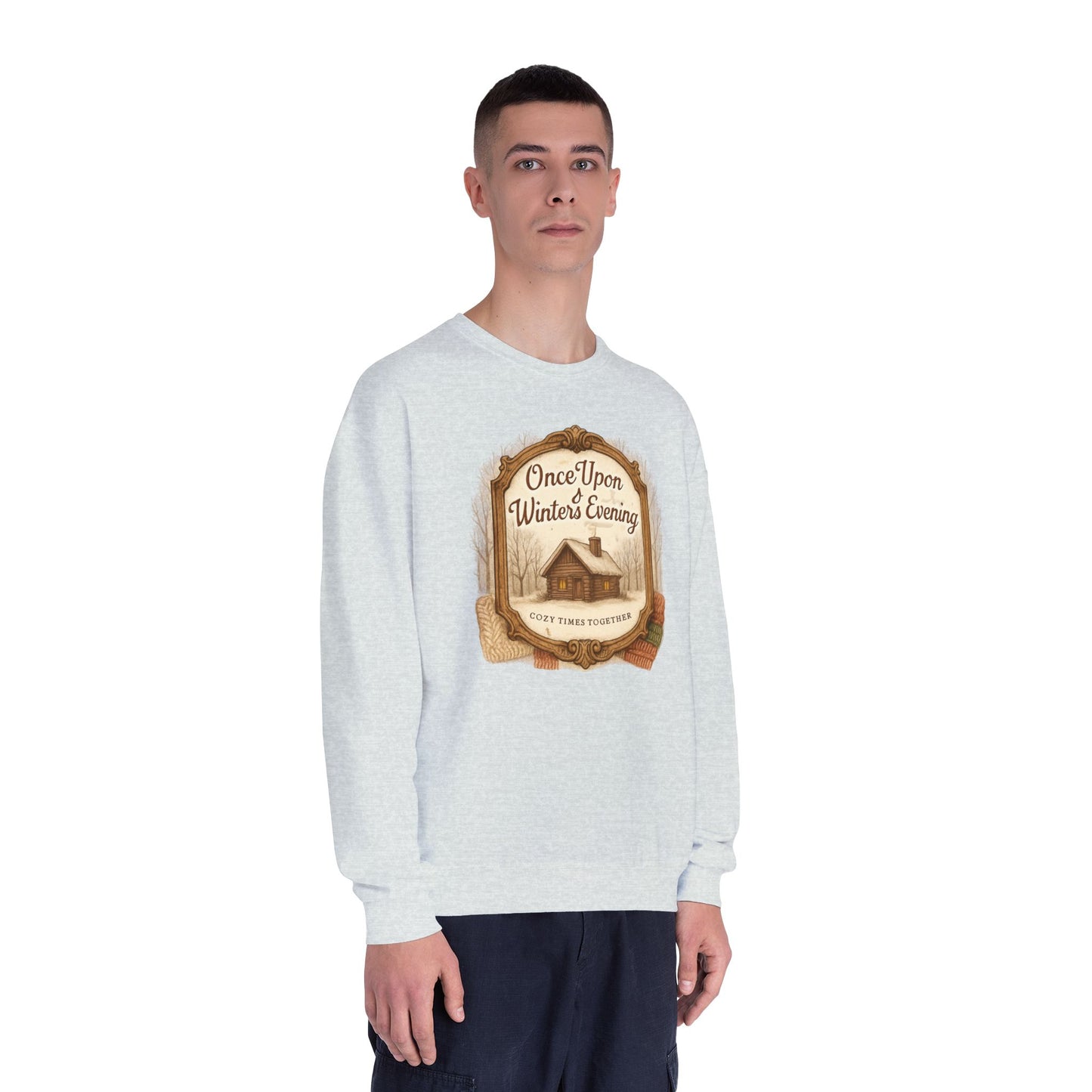 Once Upon a Winter's Cabin, Evening Sweatshirt — Cozy Vintage Holiday Crewneck