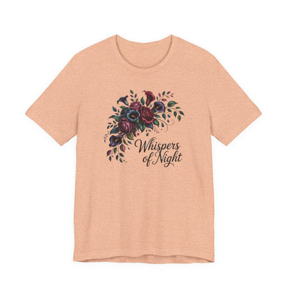 Whispers of Night Floral Tee — Dark Rose Bouquet Graphic T-Shirt