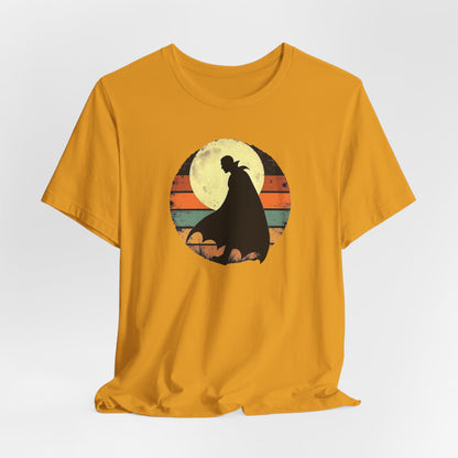 Vampire Silhouette Moon Tee — Retro Sunset Gothic Halloween T-Shirt