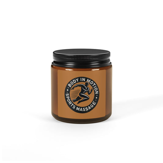 Sports Massage, Aromatherapy Soy Candle — 'Body in Motion' Sports Massage Scented Amber Jar