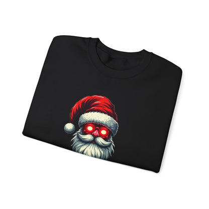 Santa Glitchin' Sweatshirt — Retro Cyber Santa Christmas Crewneck