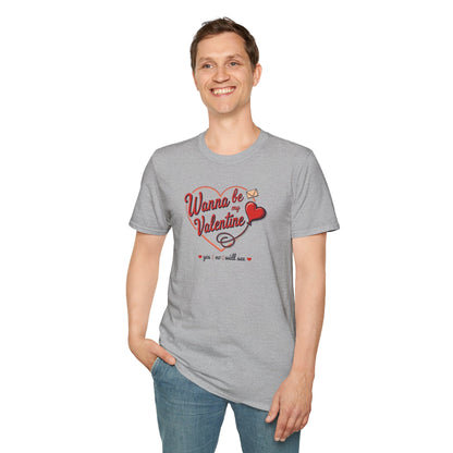 Valentine "Wanna Be My Valentine" T-Shirt - Cute Heart & Love Letter Tee