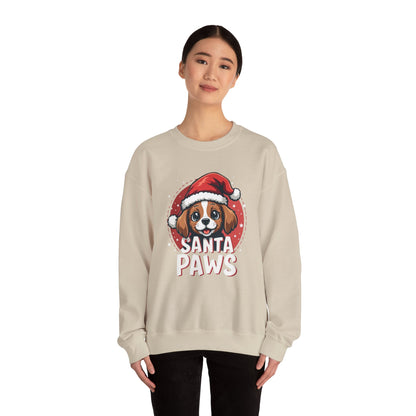 Christmas Dog Sweatshirt — "Santa Paws" Cute Puppy Holiday Crewneck