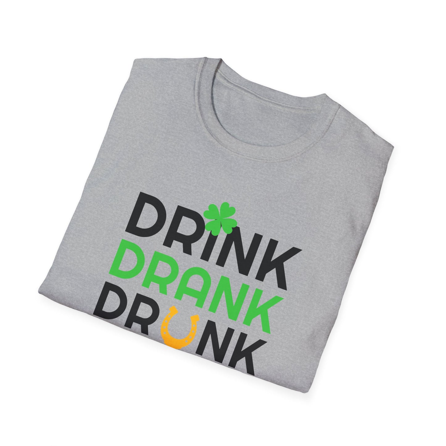 Drink Drank Drunk T-Shirt — St. Patrick’s Day Shamrock & Horseshoe Party Tee