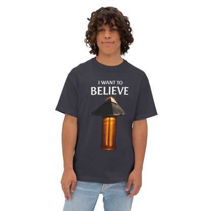 I Want to Believe Pyramid Tee, Unisex Tee, Oversized T-Shirt, UFO Humor Shirt, Gift for Sci-Fi Lovers, Casual Graphic Top - Psychonaut Swag