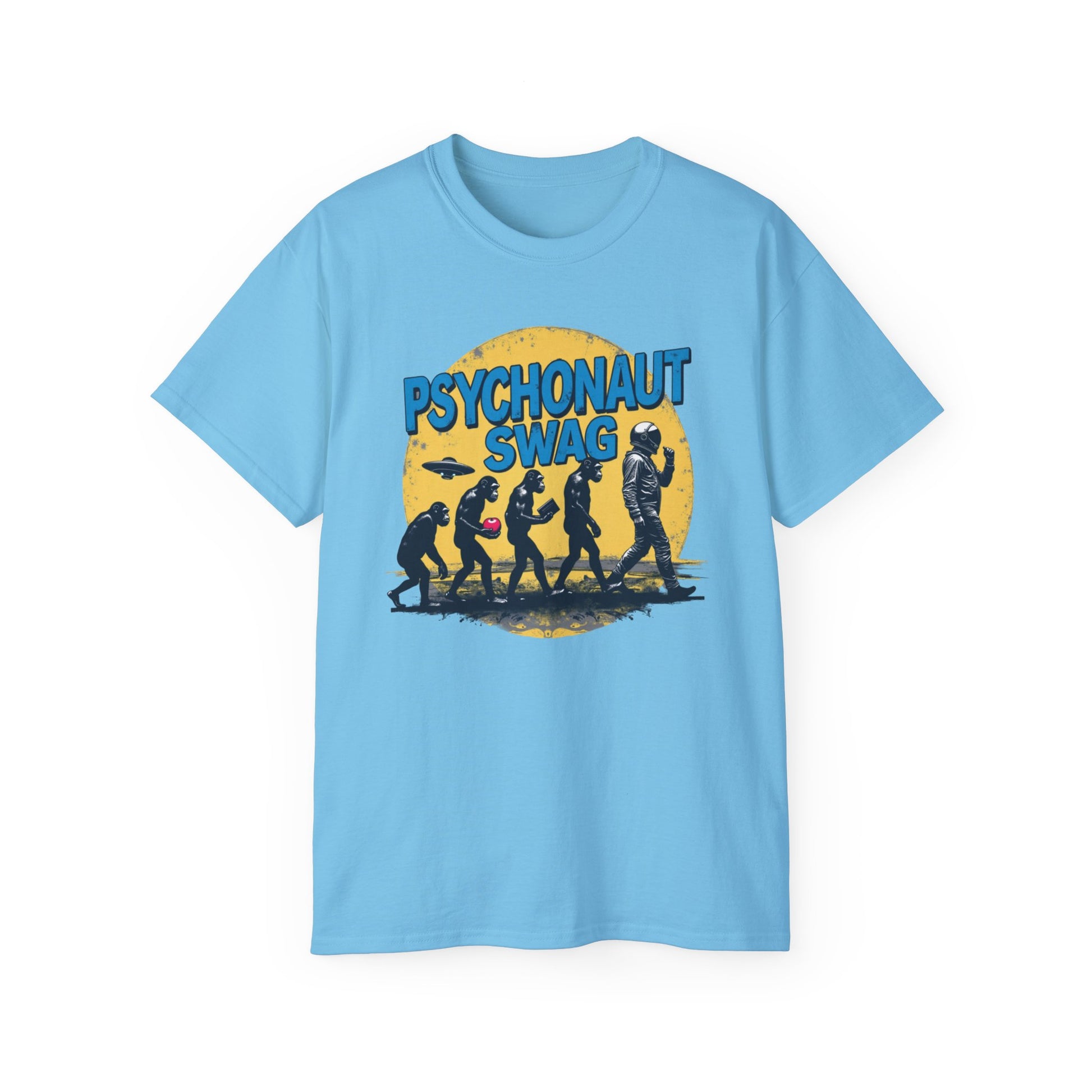 Psychonaut Evolution of Man Sunset, Unisex Tee, Retro Graphic T-Shirt, Music Festival Attire, Gift for Gamers, Casual Streetwear - Psychonaut Swag