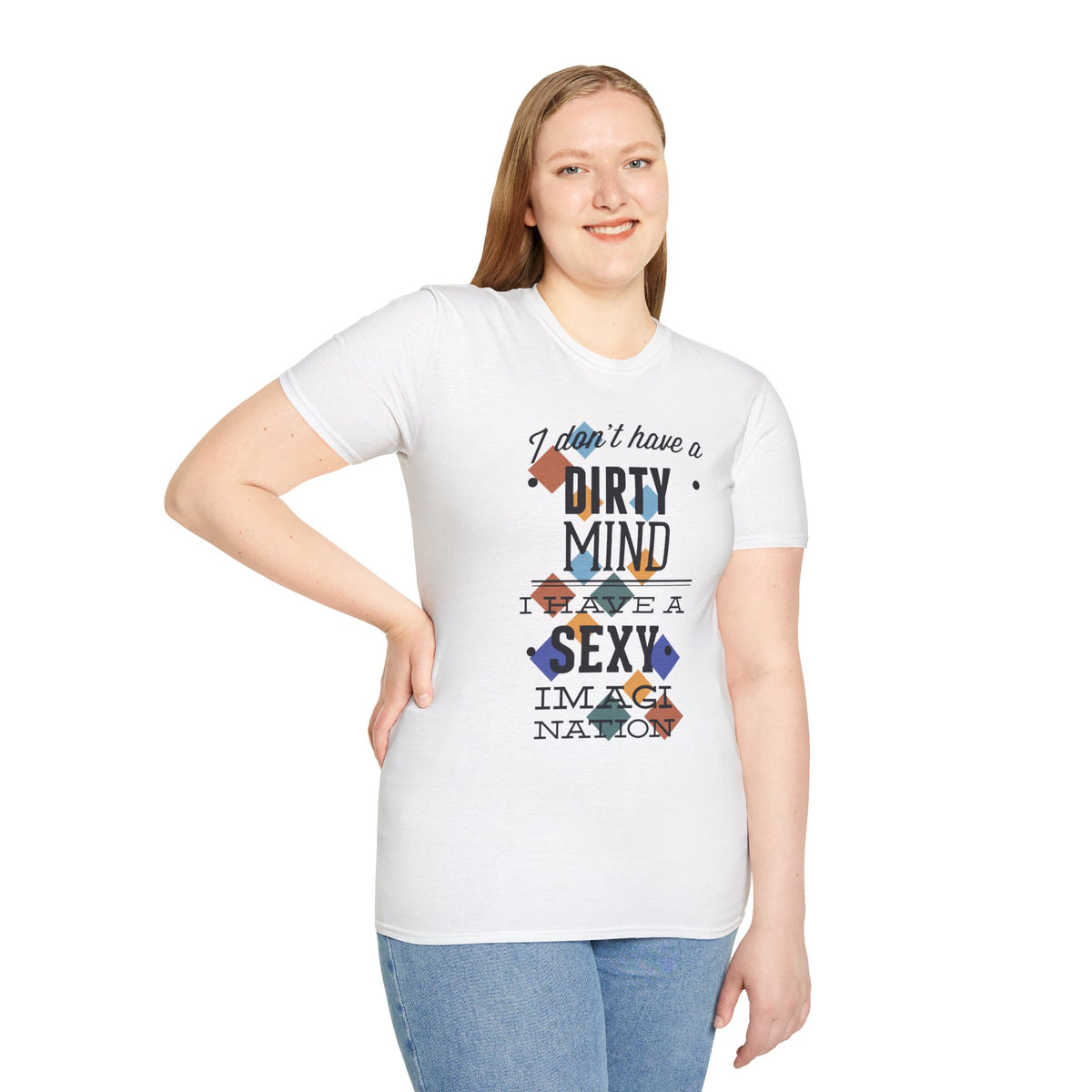Graphic Tee — "I Don't Have a Dirty Mind, I Have a Sexy Imagination" Retro Geometric Design