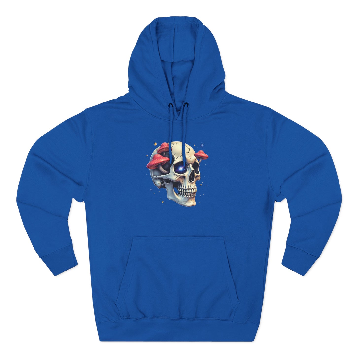 Skull & Mushrooms Hoodie — Gothic Skull with Red Mushroom Graphic