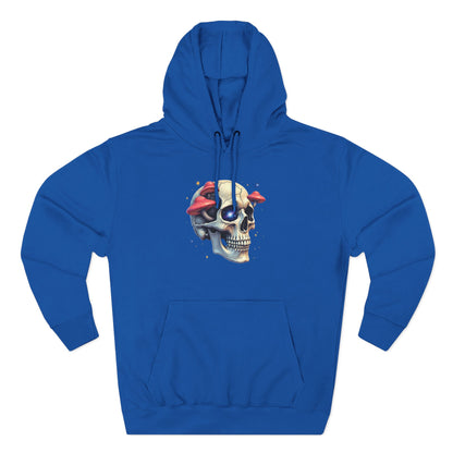 Skull & Mushrooms Hoodie — Gothic Skull with Red Mushroom Graphic