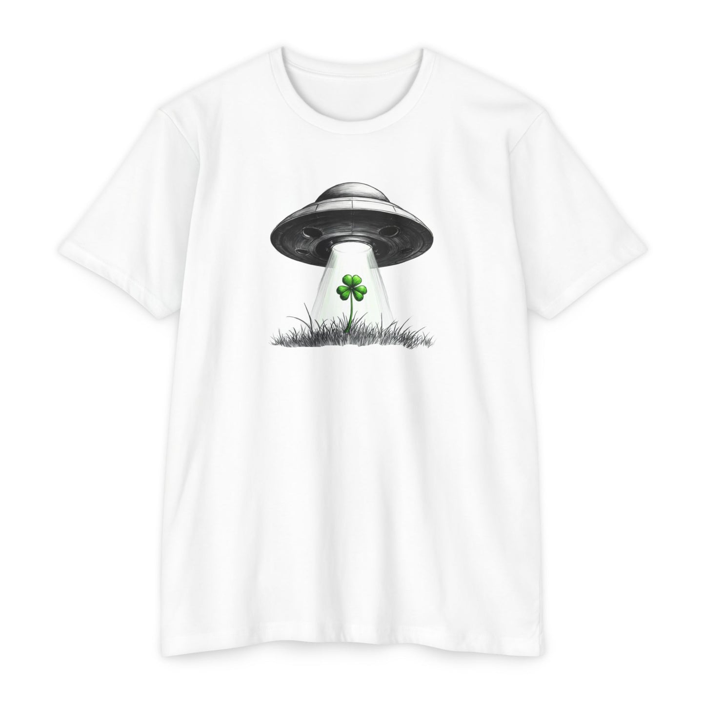 UFO Abduction Shamrock Tee — St. Patrick’s Day Alien Graphic T-Shirt