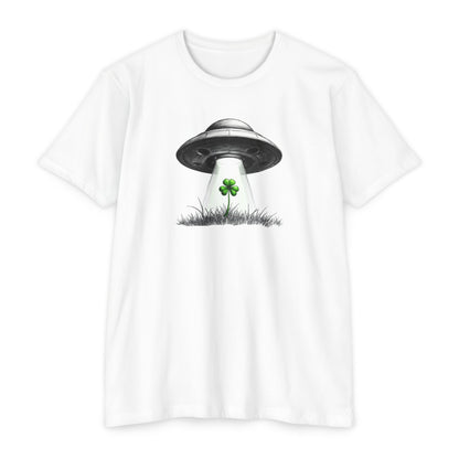 UFO Abduction Shamrock Tee — St. Patrick’s Day Alien Graphic T-Shirt