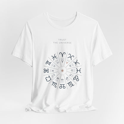 Zodiac Wheel T‑Shirt — Trust the Universe Astrology Tee