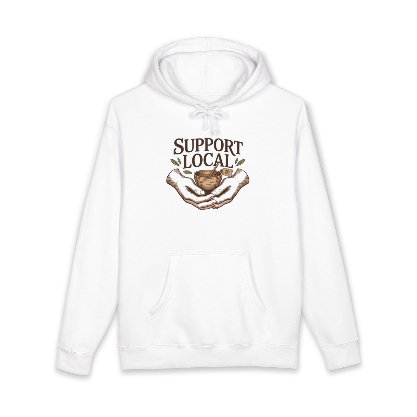 Support Local Hoodie — Vintage Hands & Heart Graphic Hooded Sweatshirt