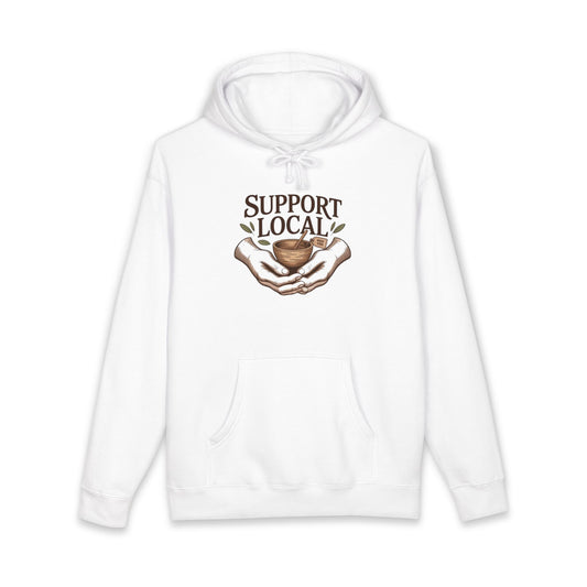 Support Local Hoodie — Vintage Hands & Heart Graphic Hooded Sweatshirt