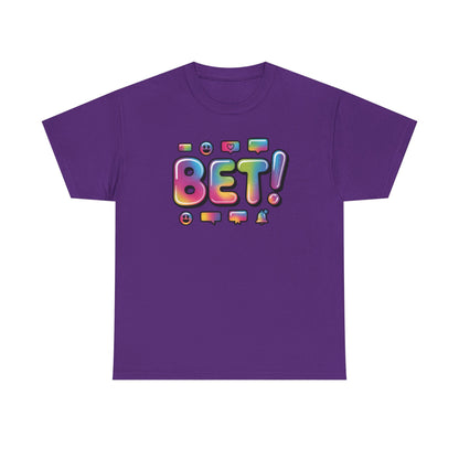 Bet! Colorful Speech Bubble Graphic Tee — Casual Youth Streetwear T-Shirt