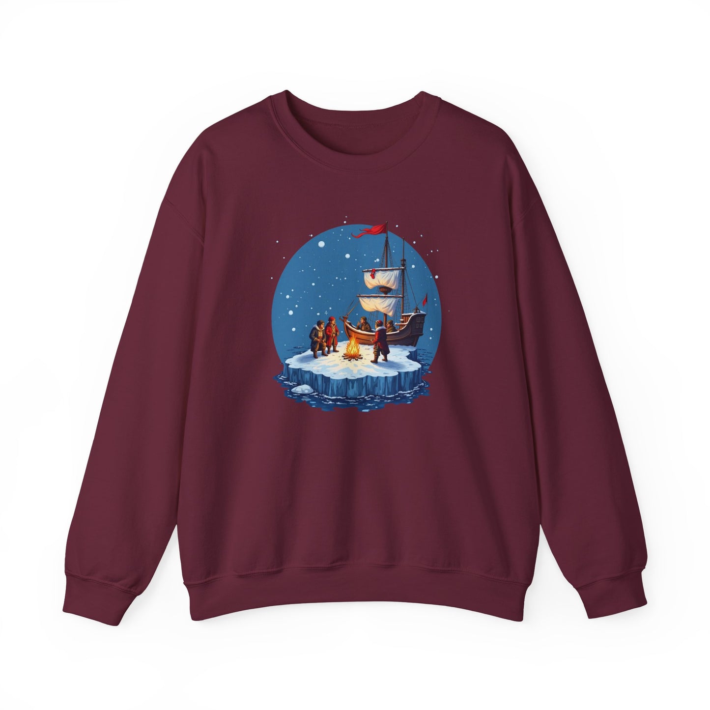 Viking Longship Bonfire, Christmas sweatshirt, Crewneck Sweatshirt