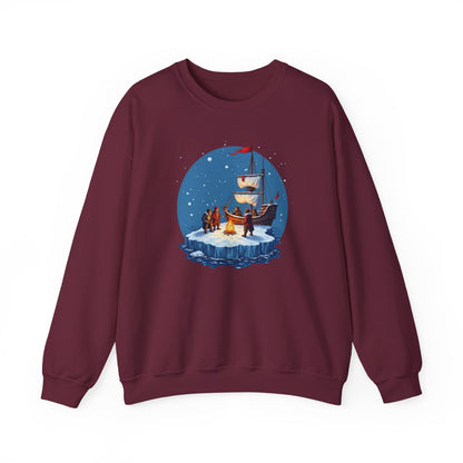 Viking Longship Bonfire, Christmas sweatshirt, Crewneck Sweatshirt