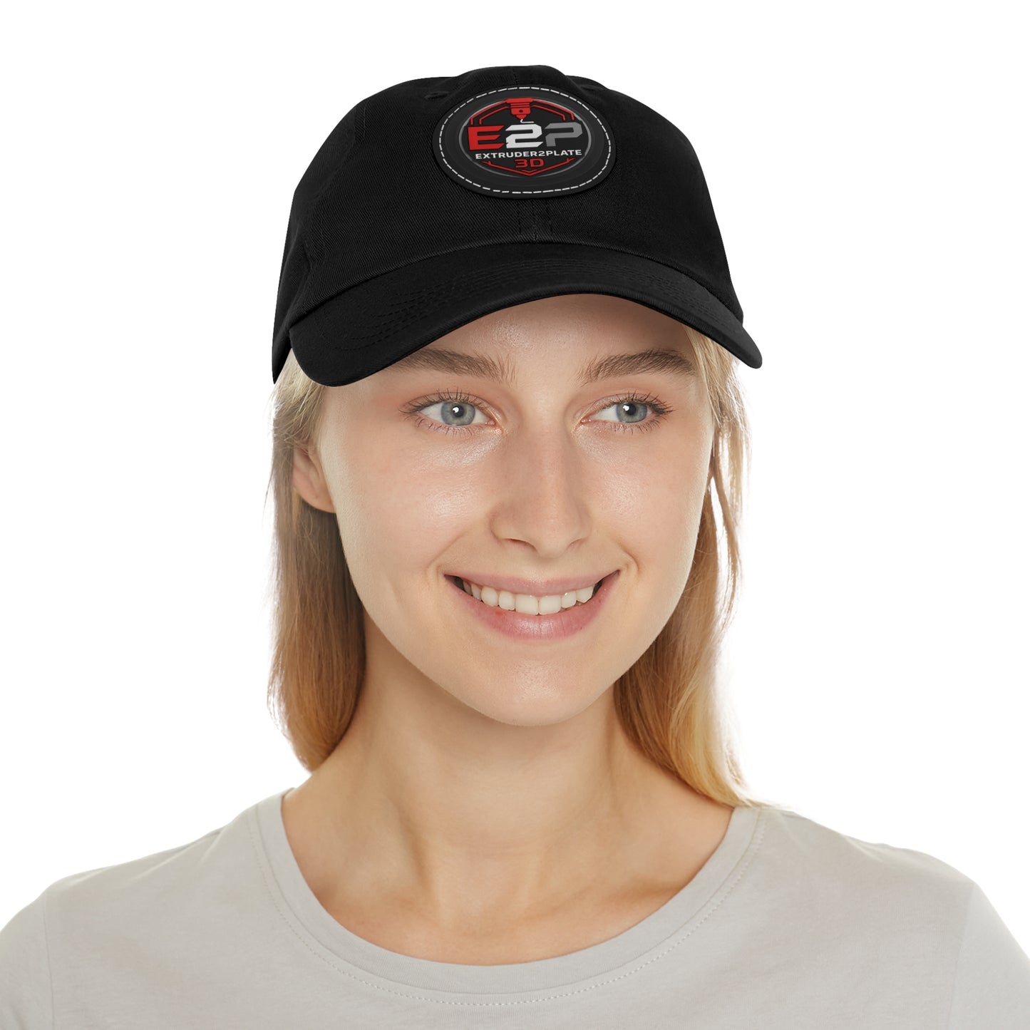 Extruder2Plate, Dad Hat with Leather Patch (Round)