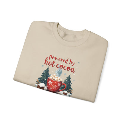Crewneck Sweatshirt - "Powered by Hot Cocoa" Winter Graphic