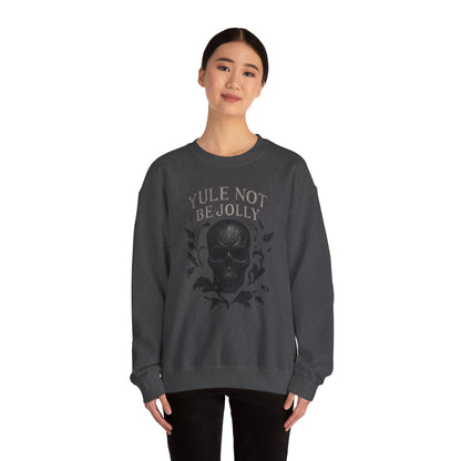 Holiday Crewneck Sweatshirt — “Yule Not Be Jolly” Skull Christmas Sweater