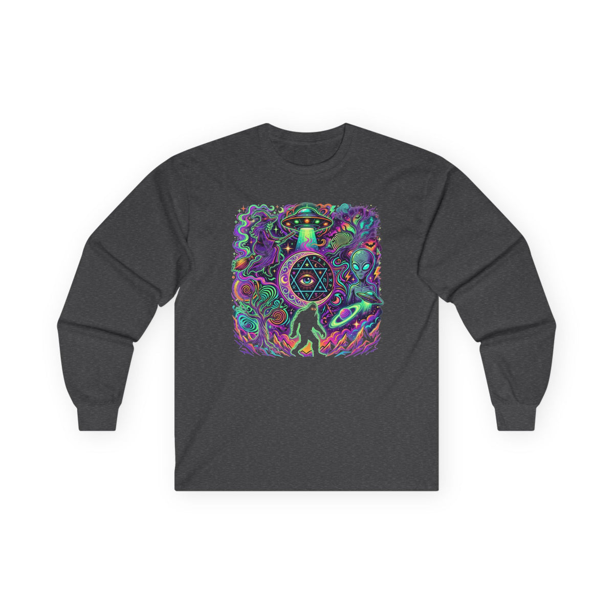 Psychedelic Alien Abduction Halloween Long Sleeve Tee