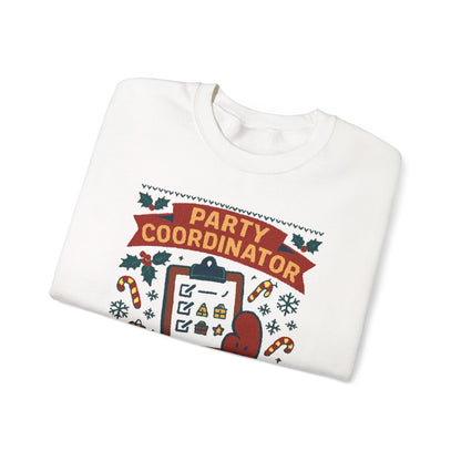 Holiday Party Coordinator Sweatshirt — “Chief Holiday Organizer” Christmas Crewneck
