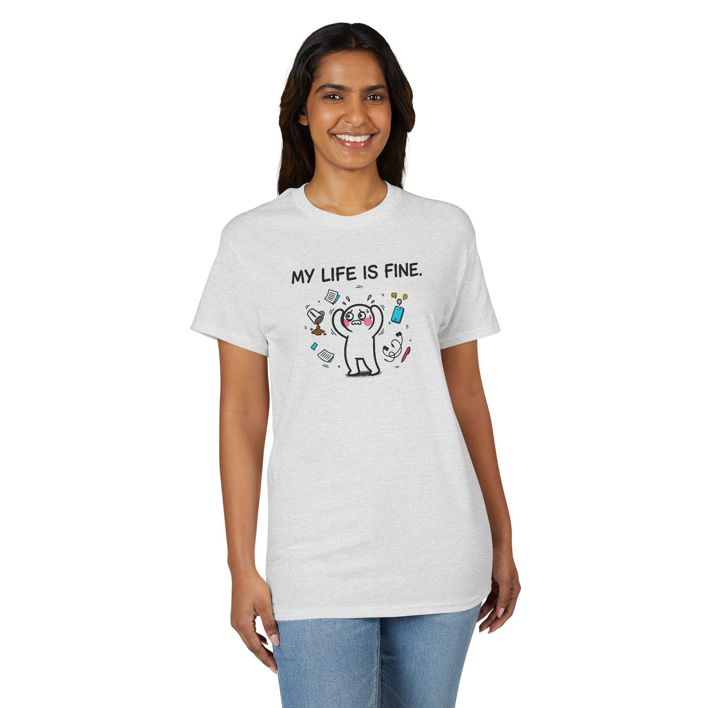 My Life Is Fine T-Shirt — Funny Cartoon Bear Graphic Tee