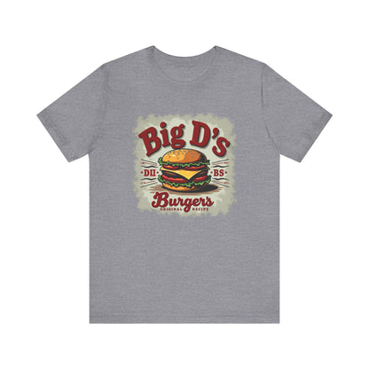 Big D's Burgers Unisex Jersey Tee - Fun Foodie Shirt, Casual Wear, Burger Lover Gift, Retro Fast Food T-Shirt, Summer BBQ Fashion - Psychonaut Swag