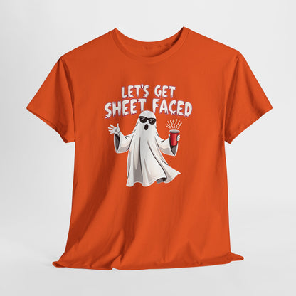 Let's Get Sheet Faced Ghost T‑Shirt — Funny Halloween Party Tee