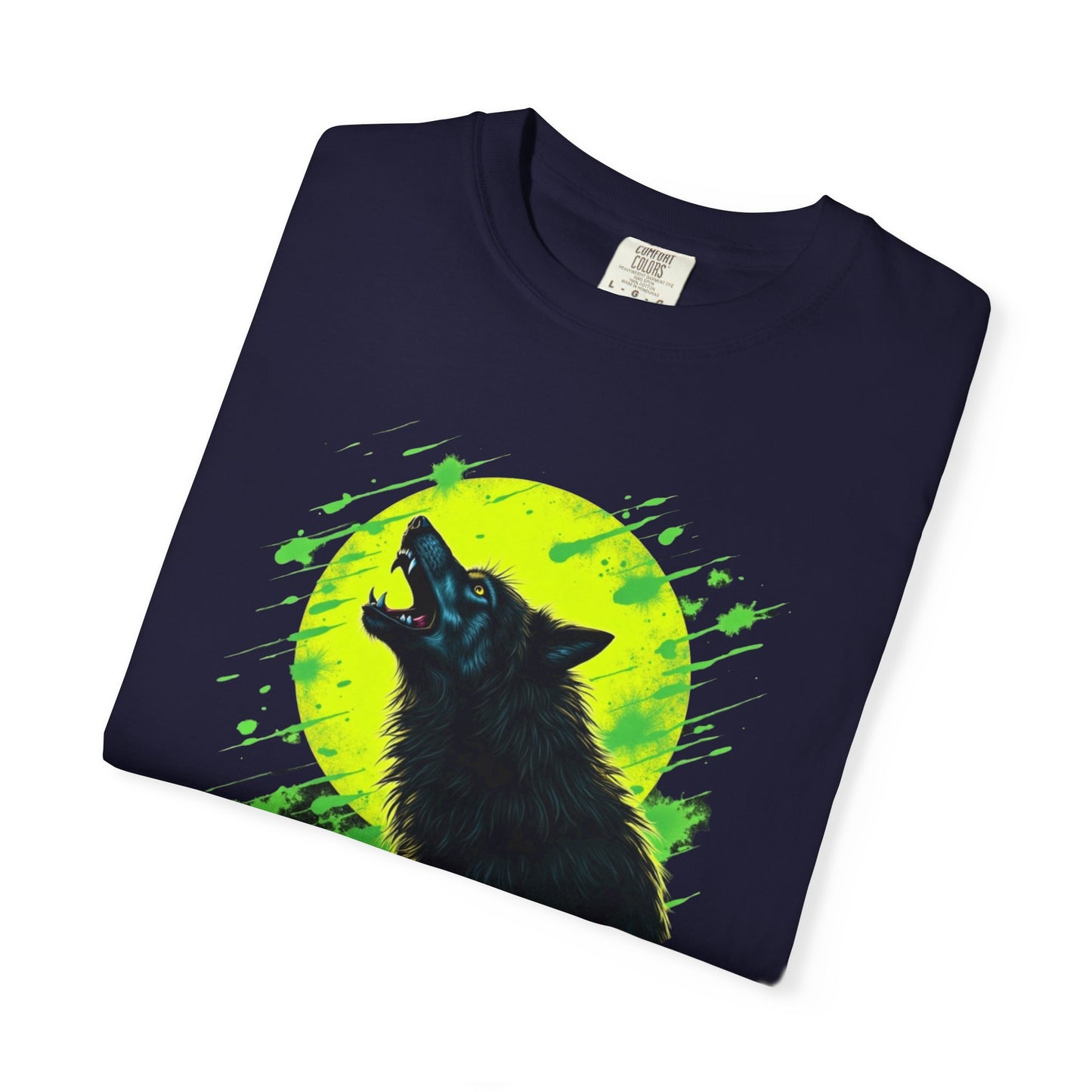 Wolf Howl T-Shirt — Neon Moon Graphic Tee for Nature Lovers