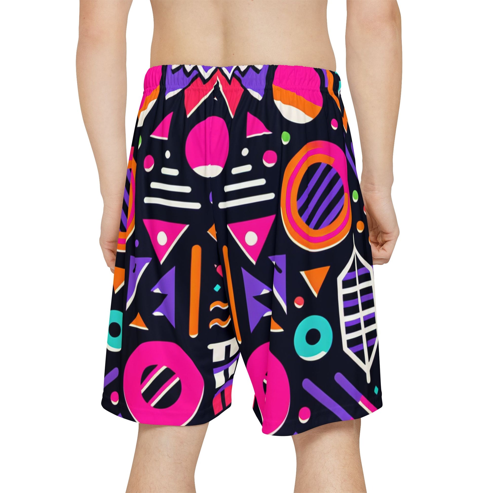 Retro 90's Shorts, Groovy Print, Men’s Sports Shorts, Basketball shorts (AOP) - Psychonaut Swag